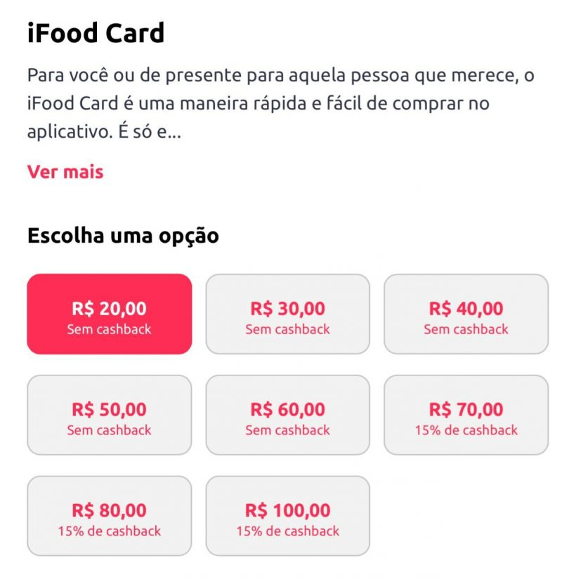 Imagem relacionada a Ame: ganhe 15% de cashback na compra de créditos do iFood