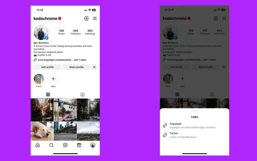 Imagem relacionada a Adeus Linktree: Instagram agora permite que usuários adicionem até cinco links em seus perfis
