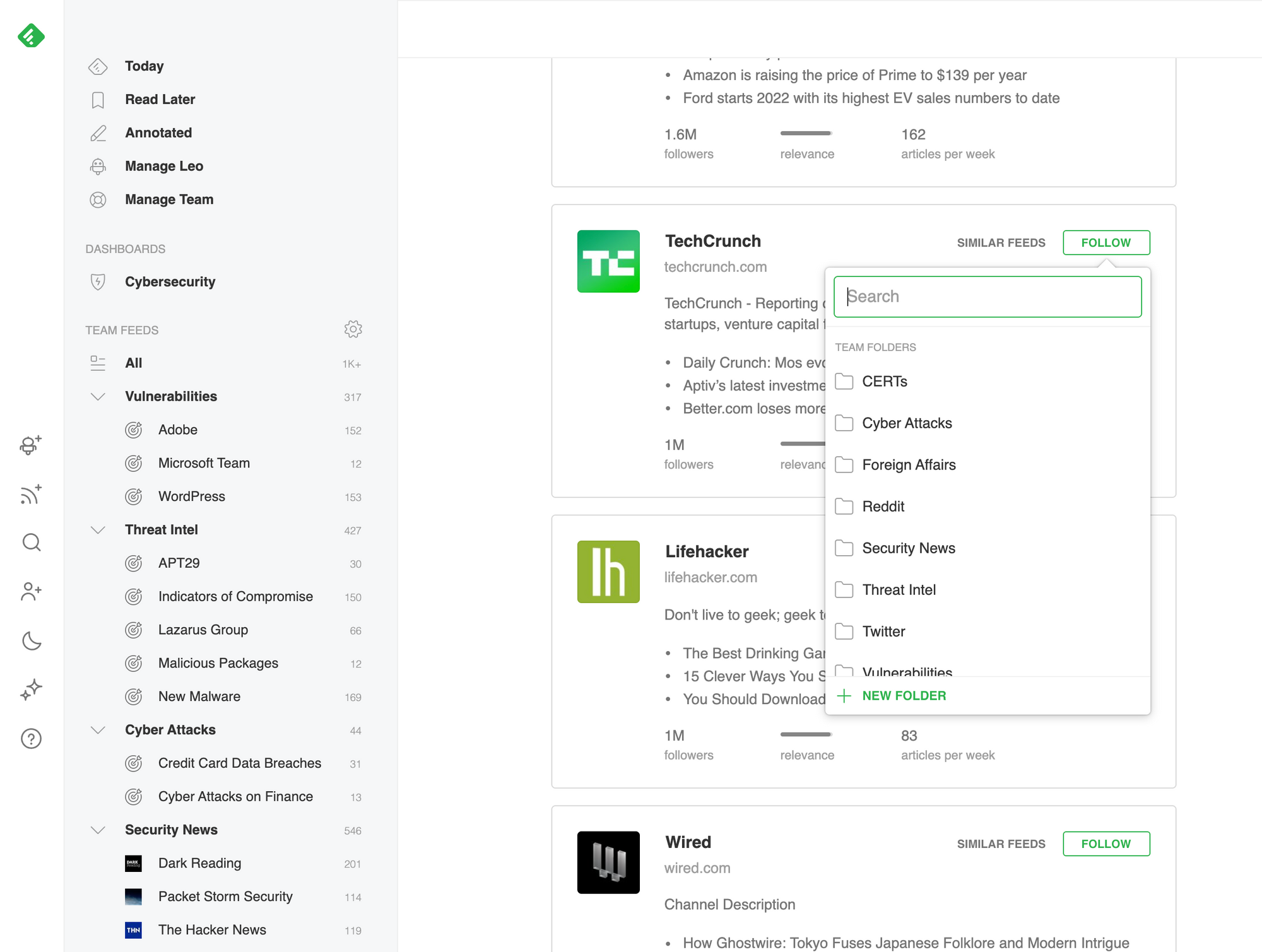 Imagem relacionada a Feedly remodela recursos de feeds e pastas