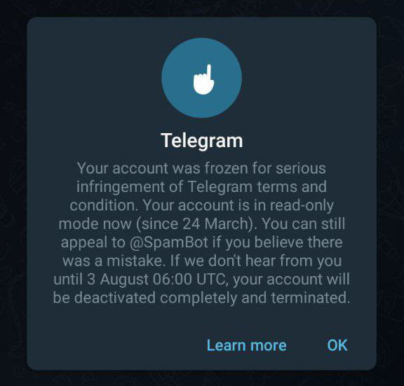 Imagem relacionada a Telegram: Contas poderão ser "congeladas" por violação de regras